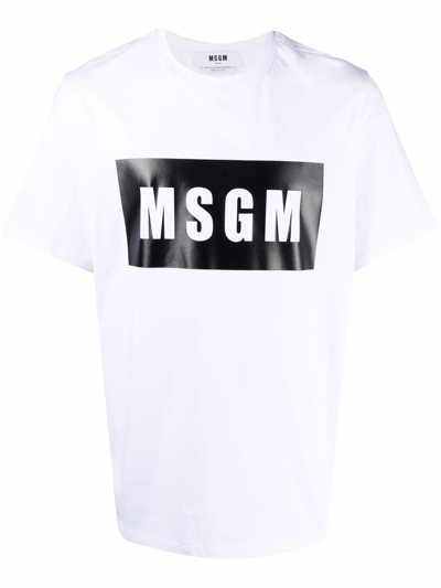 Shop Msgm T-shirt Logo In Bianco