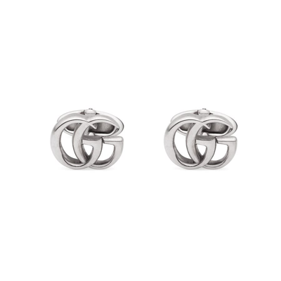 Shop Gucci Sterling Silver Cufflinks With Double G Motif In Silver-tone