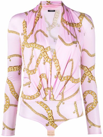 Shop Versace Women's Pink Viscose Bodysuit