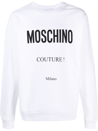 Shop Moschino Men's White Cotton Sweatshirt