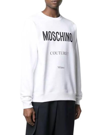 Shop Moschino Men's White Cotton Sweatshirt