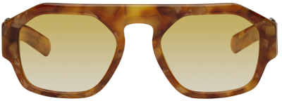 Shop Flatlist Eyewear Beige Tortoiseshell Lefty Sunglasses In Fancy Amber Tortoise