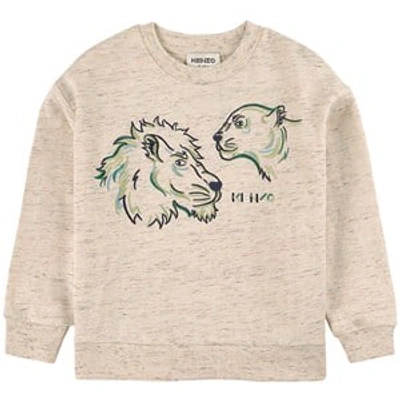 Shop Kenzo Kids Cream Lion Print Sweatshirt