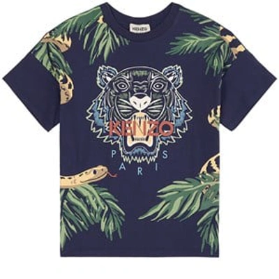 Shop Kenzo Kids Navy Graphic T-shirt