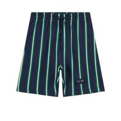 Shop Kenzo Kids Navy And Green Stripe Bermuda Shorts