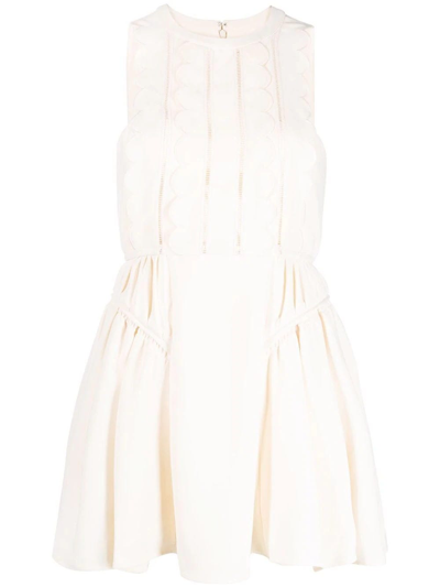 Shop Self-portrait Scallop Trim White Dress