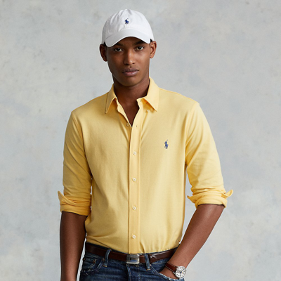 Shop Ralph Lauren Featherweight Mesh Shirt In Beach Yellow