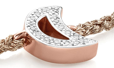 Shop Monica Vinader Alphabet Moon Diamond Friendship Bracelet In Rose Gold/ Diamond
