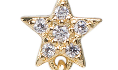 Shop Cz By Kenneth Jay Lane Cz Linear Star Drop Huggie Earrings In Clear/gold