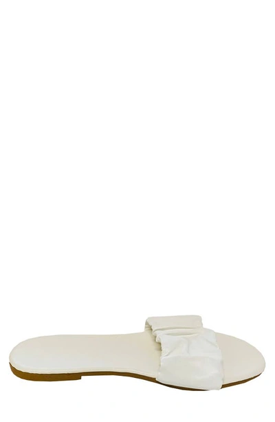 Shop Mique Shelby Slip-on Ruched Sandal In White