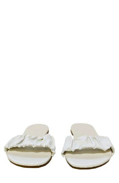 Shop Mique Shelby Slip-on Ruched Sandal In White