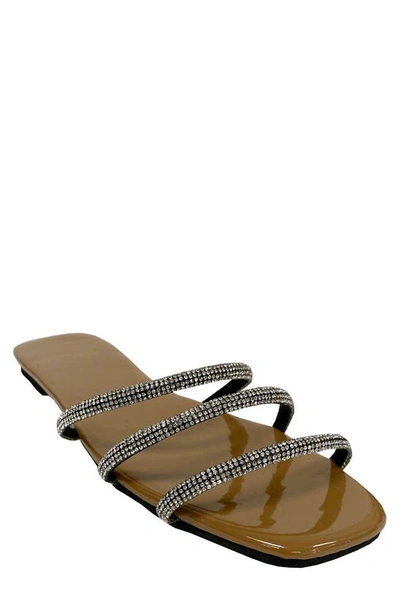 Shop Mique Zoey Embellished Slide Sandal In Beige