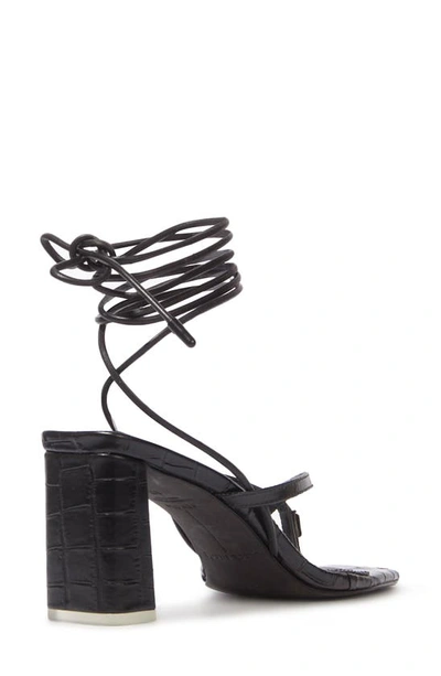 Shop Black Suede Studio Delilah Strappy Sandal In Black Croco Stamped Leather