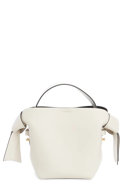 Shop Acne Studios Mini Musubi Leather Top Handle Bag In White/ Black