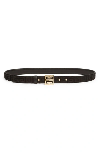 Shop Givenchy 4g Monogram Leather Belt In Black