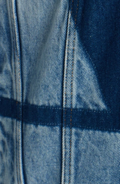 Shop Valentino Vlogo Print Denim Jacket In Medium Blue Denim