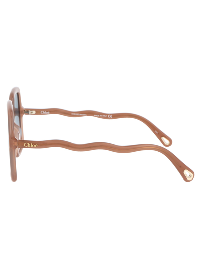 Shop Chloé Chloe Eyewear Sunglasses In 003 Nude Nude Green