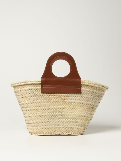 Shop Hereu Womans Woven Straw And Leather Shopper Bag