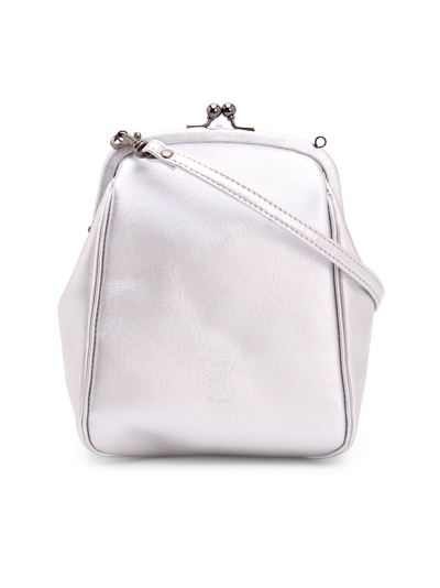 Shop Yohji Yamamoto Discord By  Claps Pouch Leather Shoulder Bag In Silver