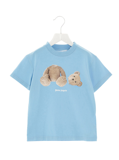 Shop Palm Angels T-shirt In Azzurro