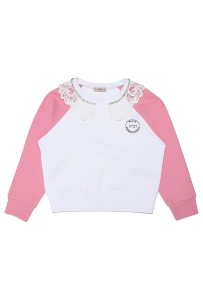 N°21 Sweatshirt With Collar In White