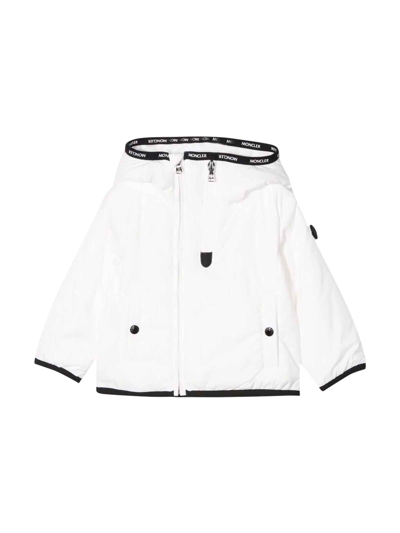 Shop Moncler White  Enfant Newborn Down Jacket In Bianco