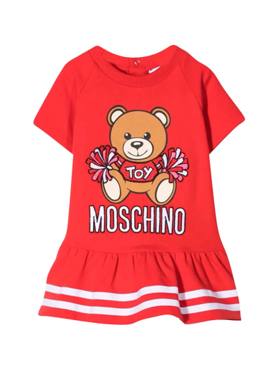 Shop Moschino Newborn Red Dress In Rosso