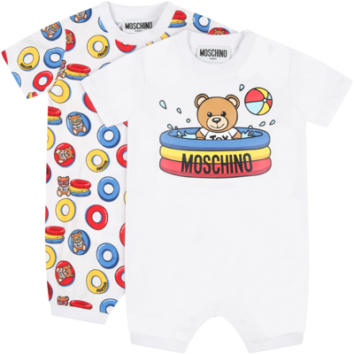 Shop Moschino White Set For Baby Kids With Teddy Bears
