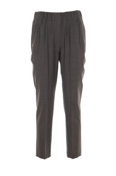 Shop Brunello Cucinelli Elasticated Cropped Pants In Grey