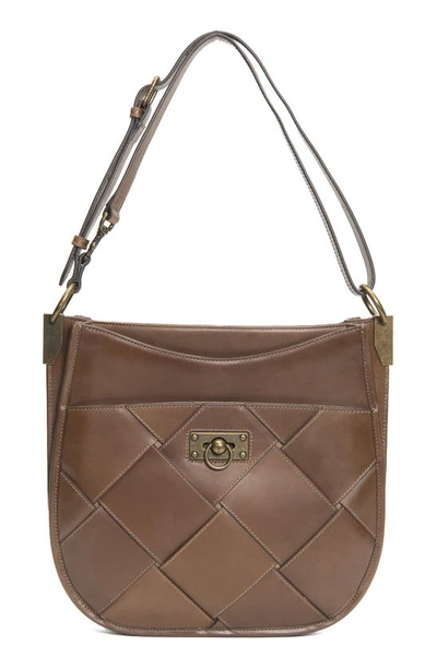 Shop Frye Farrah Bold Weave Hobo Bag In Dark Brown