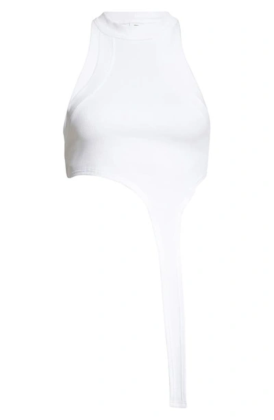 K.ngsley Unisex Raceher Rib Asymmetric Tank In White