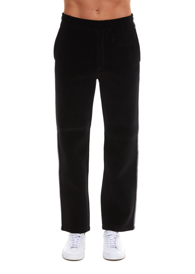 Shop Fendi Stripe Detailed Straight Leg Pants In Black