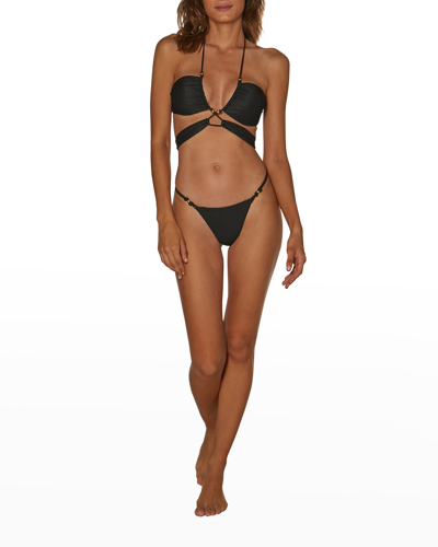 Shop Vix Beaded Cutout Bikini Top In Black