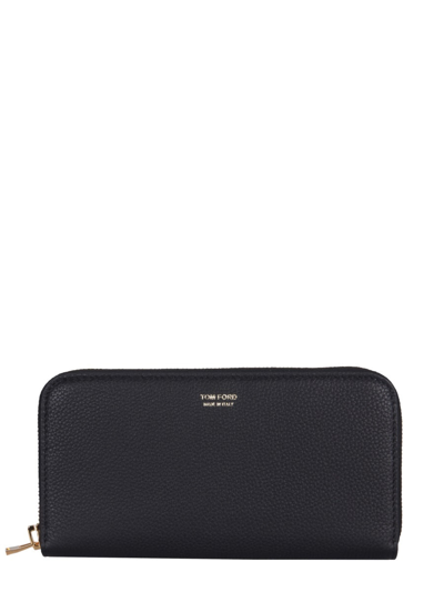Shop Tom Ford Logo Print Zipped Continental Wallet In Black