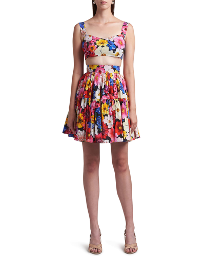 Shop Dolce & Gabbana Floral-print Tiered Mini Skirt In Black