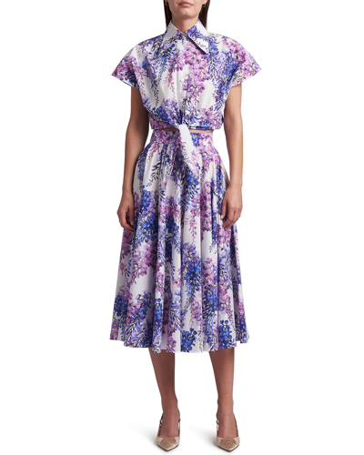 Shop Dolce & Gabbana Wisteria Floral-print Midi Skirt In Glicine Fd