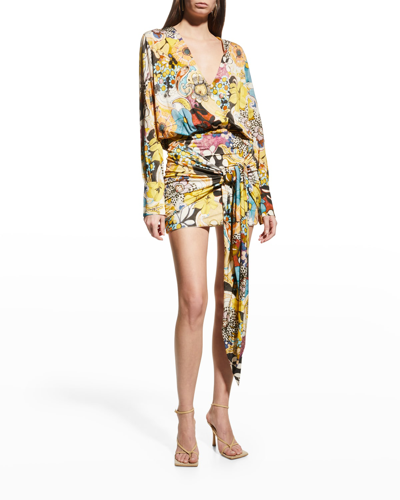 Shop Alexis Monica Long-sleeve Mini Dress In Floral Grove