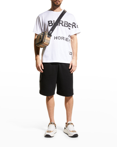Shop Burberry Men's Horseferry Print Cotton Oversized T-shirt In White