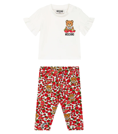 Shop Moschino Baby Set Of Cotton-blend T-shirt And Leggings In White Toy Fruits
