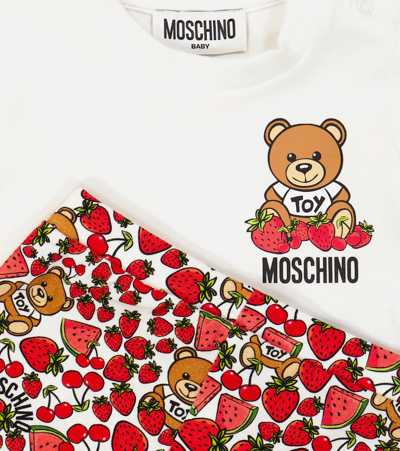 Shop Moschino Baby Set Of Cotton-blend T-shirt And Leggings In White Toy Fruits