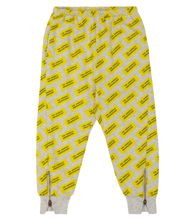 The Animals Observatory Panther Printed Cotton Sweatpants In Grey