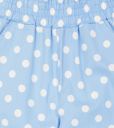 Shop Monnalisa Polka-dot Cotton-blend Pants In Blue
