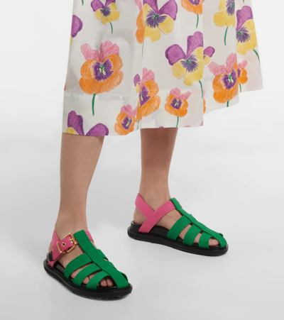 Shop Marni Fussbett Sandals In Garden Green+camellia