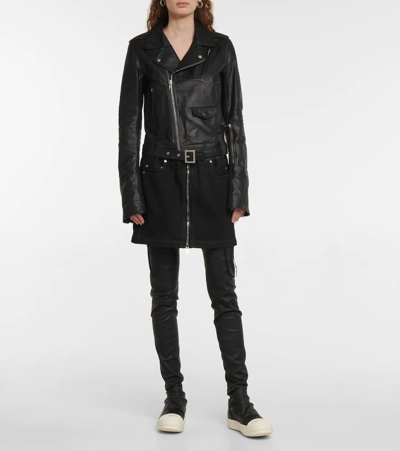Rick Owens Black Knee-high Sneakers With Platform In Leather Woman In Black/milk/milk
