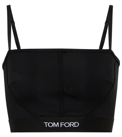 Shop Tom Ford Logo Bralette In Black