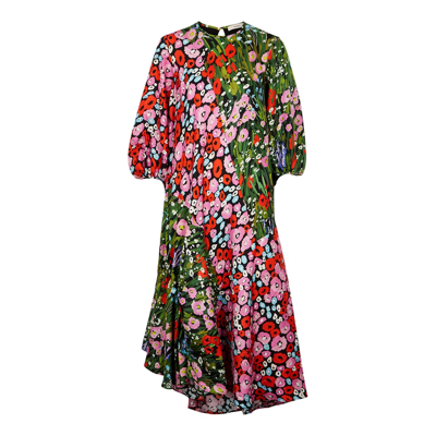 Shop Brøgger Lottie Floral-print Silk-twill Midi Dress In Multicoloured