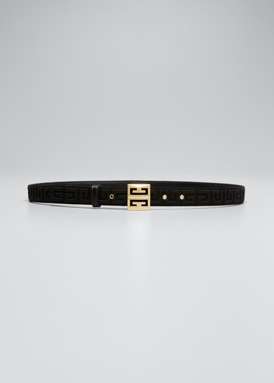 Shop Givenchy 4g Monogram Buckle Belt In 001-black