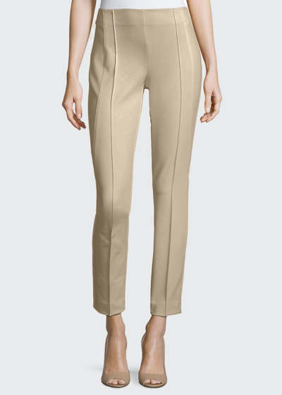 Shop Lafayette 148 Gramercy Acclaimed-stretch Pants In Sand