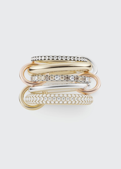 Shop Spinelli Kilcollin Nexus Blanc Silver And Gold 5-link Diamond Ring In Multi
