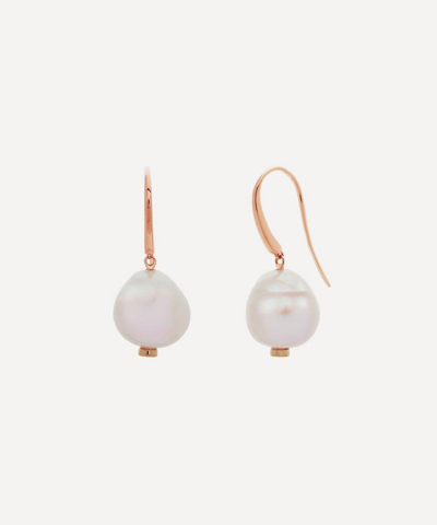 Monica Vinader 18ct Rose Gold Plated Vermeil Silver Nura Pearl Drop Earrings In Rose Gold